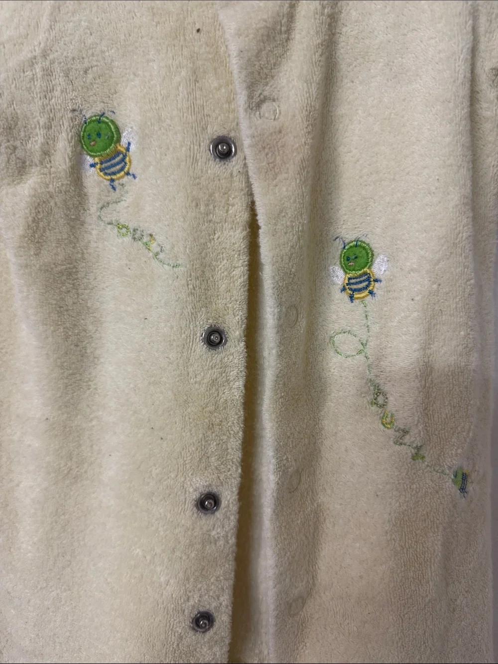 Carter's Pale Yellow Terry Footed Baby One-Piece with Green Embroidery